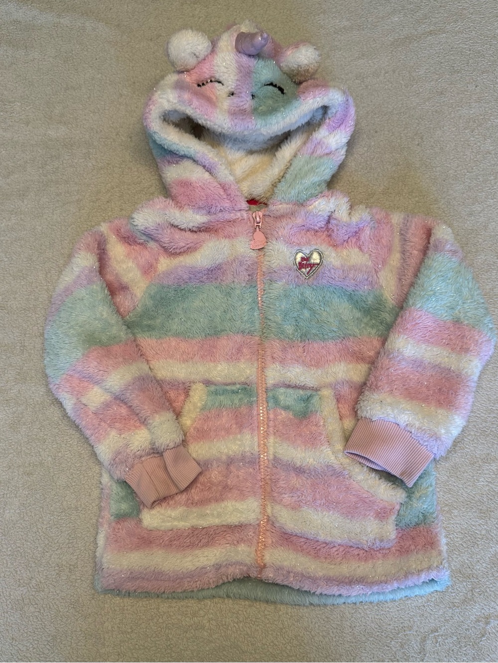 Betsey Johnson Pink and Mint Plush Kids Jacket